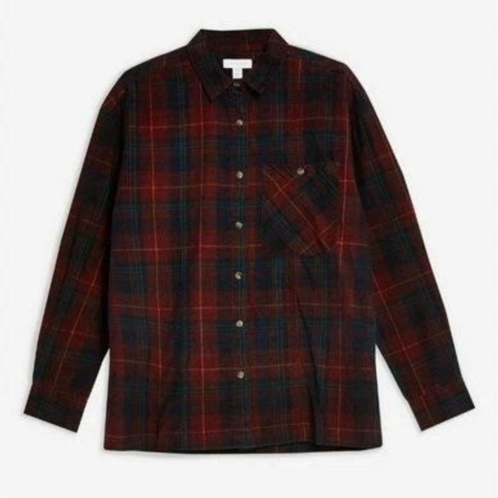 Women’s TopShop Corduroy Plaid Button Down Shirt
